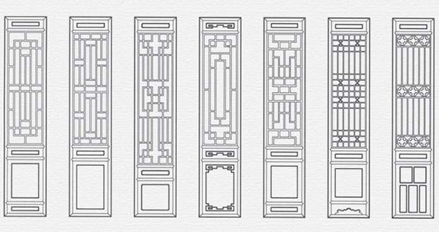 高平常用中式仿古花窗图案隔断设计图